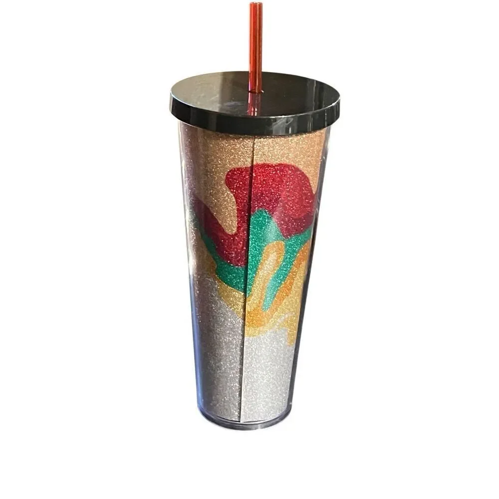 Starbucks 2018 Colorful Flow Glitter Sparkle Venti 24oz Cold Travel Tumbler